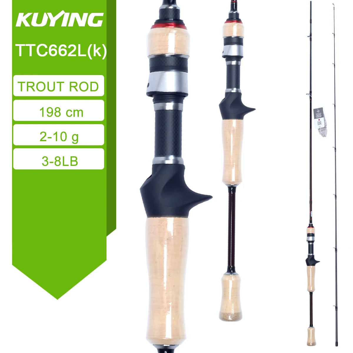 LUL SUL 5'2" 6' 6'3" 6'4"6'2" 6'6" Fishing Rod Lure,Spin/cast FUJI Carbon 1-4g 0.8-3g 2-10g M-Fast