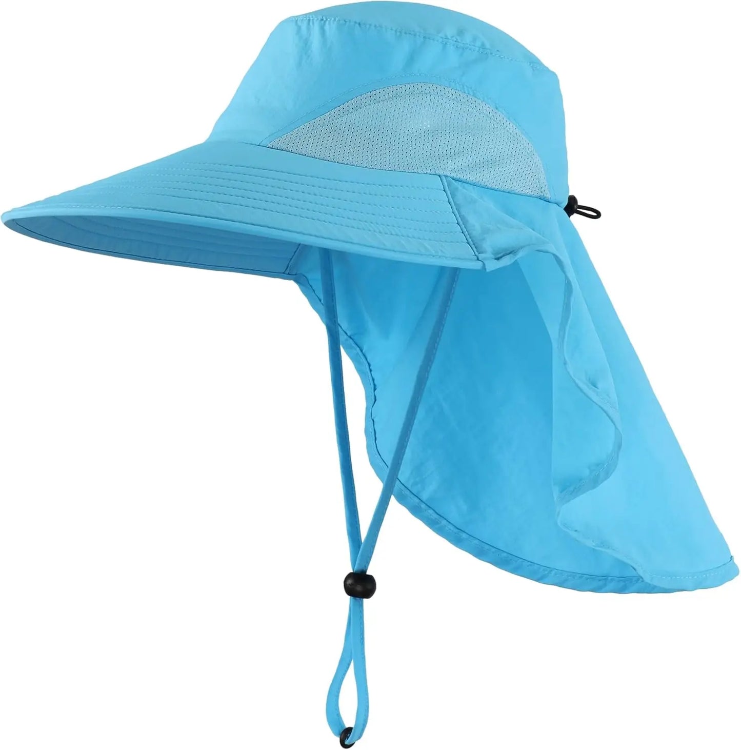 Outdoor UPF50+ Sun Hat Wide Brim Mesh Fishing Hat with Neck Flap