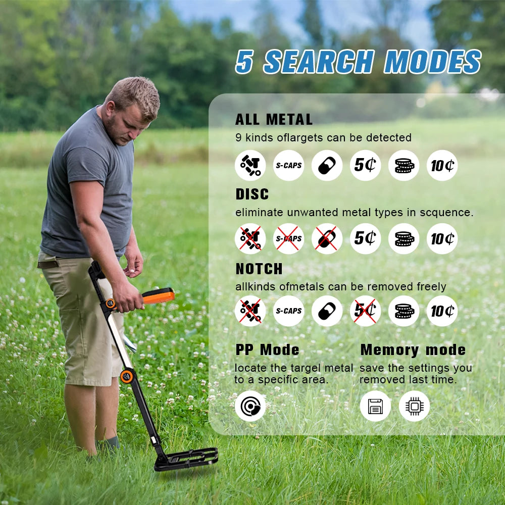 TX-630 Foldable Metal Detector Professional Wtrproof, Adjust, Fold Metal Detectors Accuracy Light