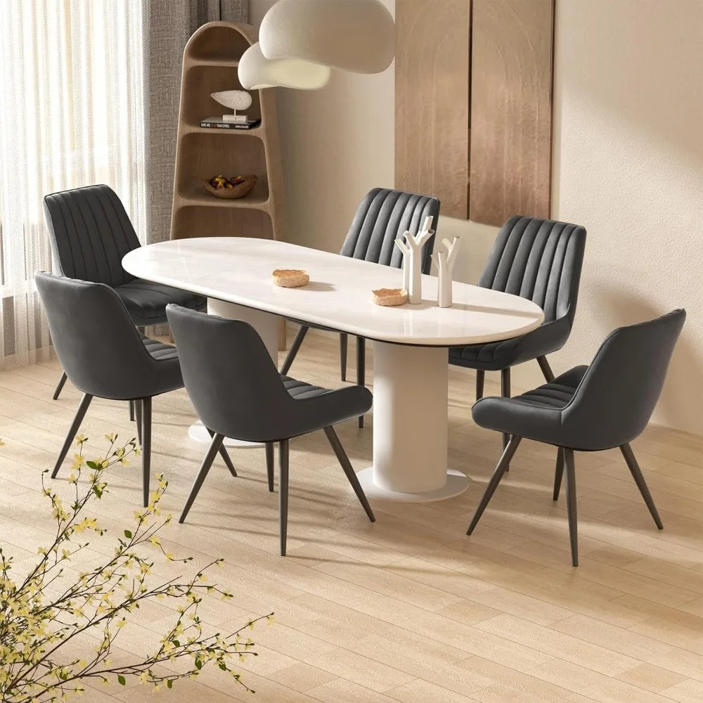 Modern Dining Chairs Set of 4, Comfy,Thick Cushions, Upholstered Fabric metal legs (no table)