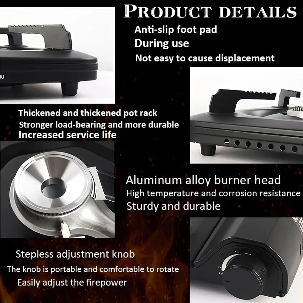 Single Burner Camping Gas Stove - Automatic Ignition Cassette Outdoor Cooking Hiking Picnic