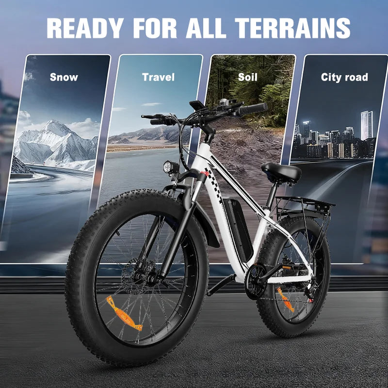 QNQ Electric Bicycle 1500W Motor 48V Lithium Battery Electric Bike Hydraulic Brake 26*4 Inch Fat Tire Snow E-bike