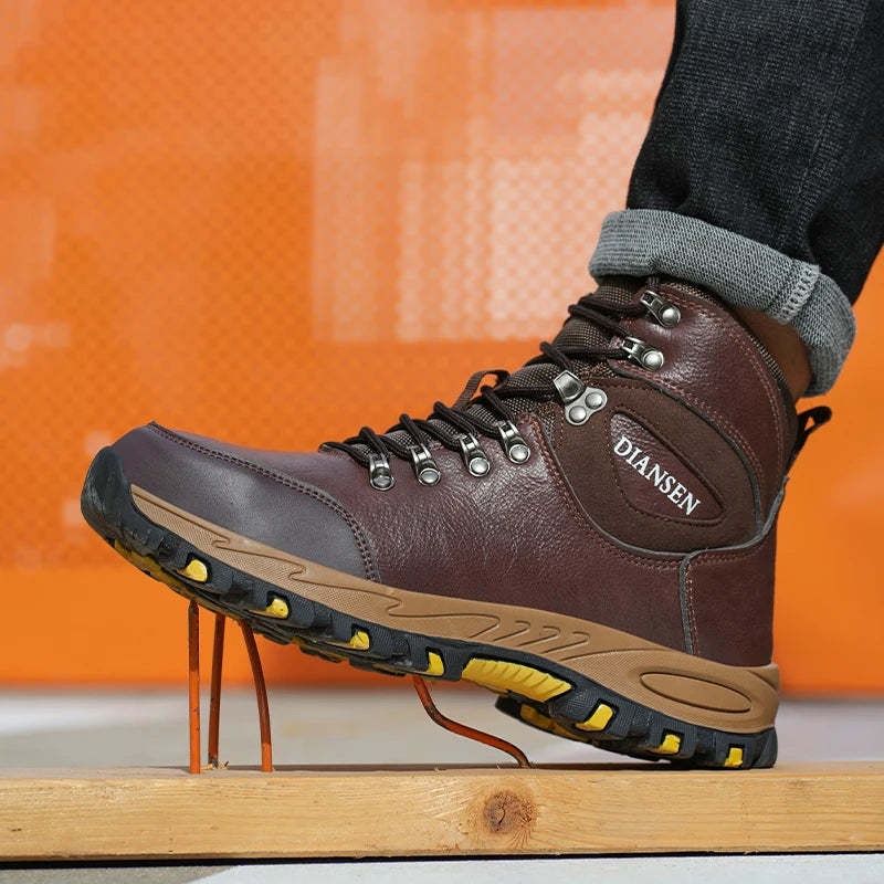 Waterproof Leather Indestructible Men Work Safety Boots Outdoor Anti-smash Anti-puncture Male