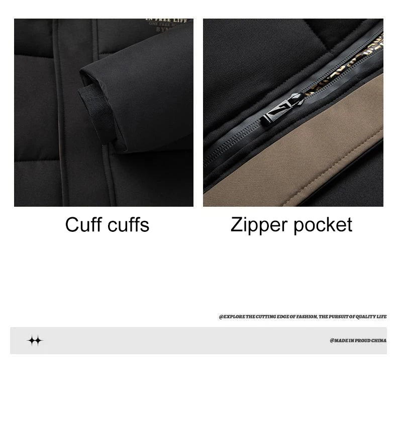 Graphene Warm Windproof Jacket Men Comfortable Thickened Outdoor Hooded Overcoat Male Casual