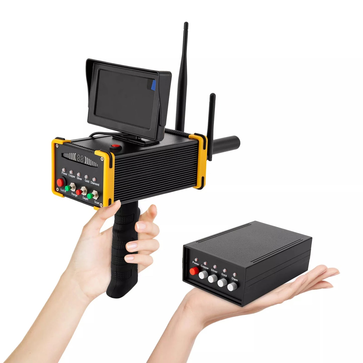 Long Range 3D Gold Silver Gem Diamond Metal Detector – LCD Treasure Hunter Tool