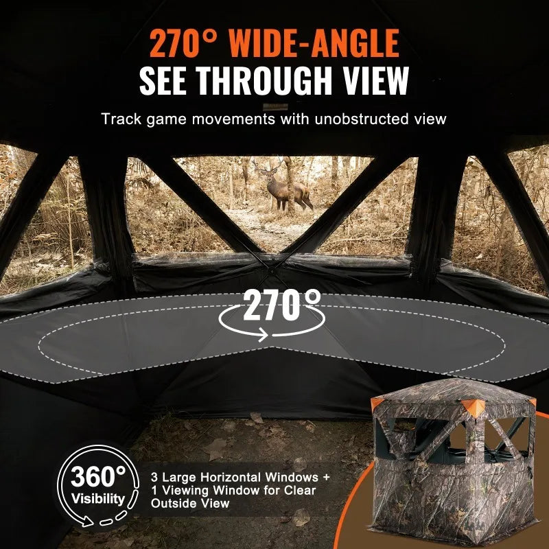 Hunting 70° See Through Ground Blind, 1-2 Person Pop Up Deer Blind Hunting ,Carrying Bag