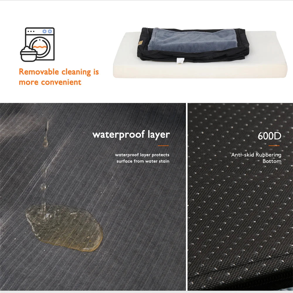 Large Orthopaedic Waterproof Cushion Pet Mattress 2 In 1 Pet Dog Crate Bed with Removable Cover