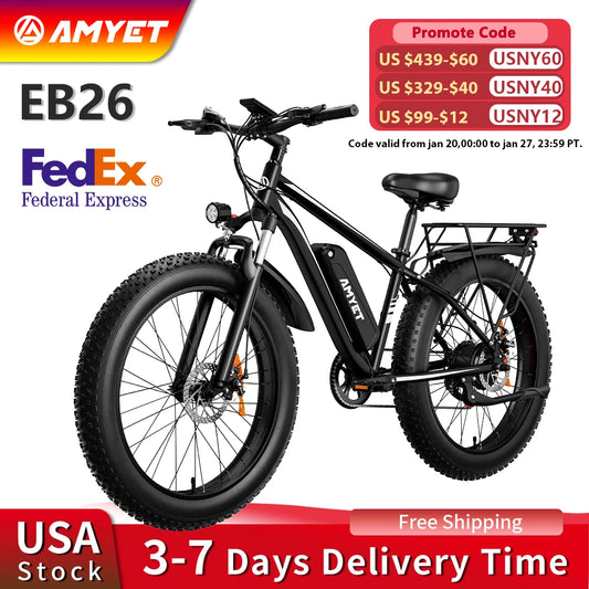 EB26 Electric Bike for Adults 1000W 48V 15AH  26" Fat Tire Mountain 31mph Dual Shock Absorber