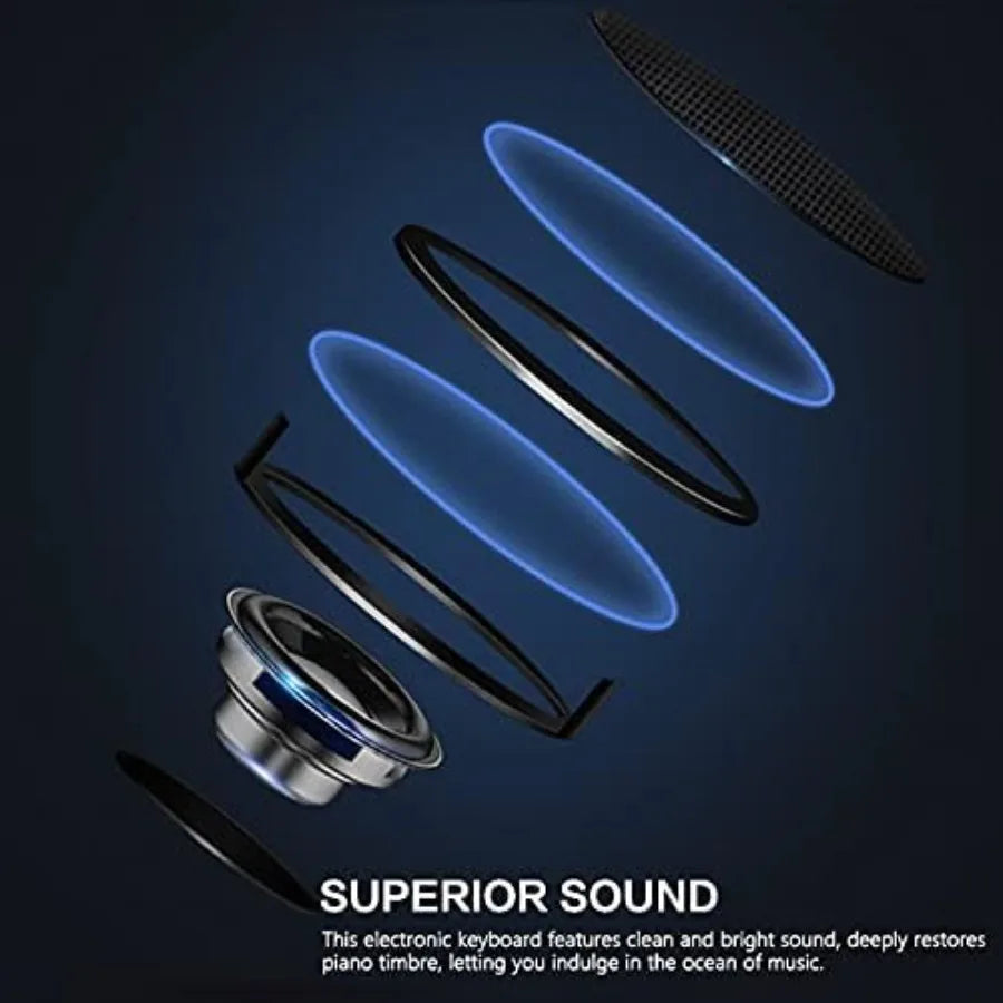 61 Key Portable Electronic Piano Illuminated FullSize Keys LCD Display Headphones XStand Microphone