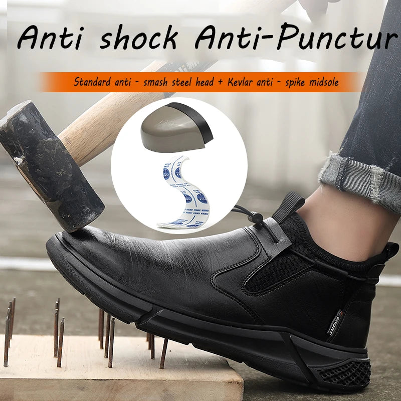 Steel Toe Waterproof Work Boots Puncture-Resistant indestructible, Slip-Proof for Oil Rig & Mining