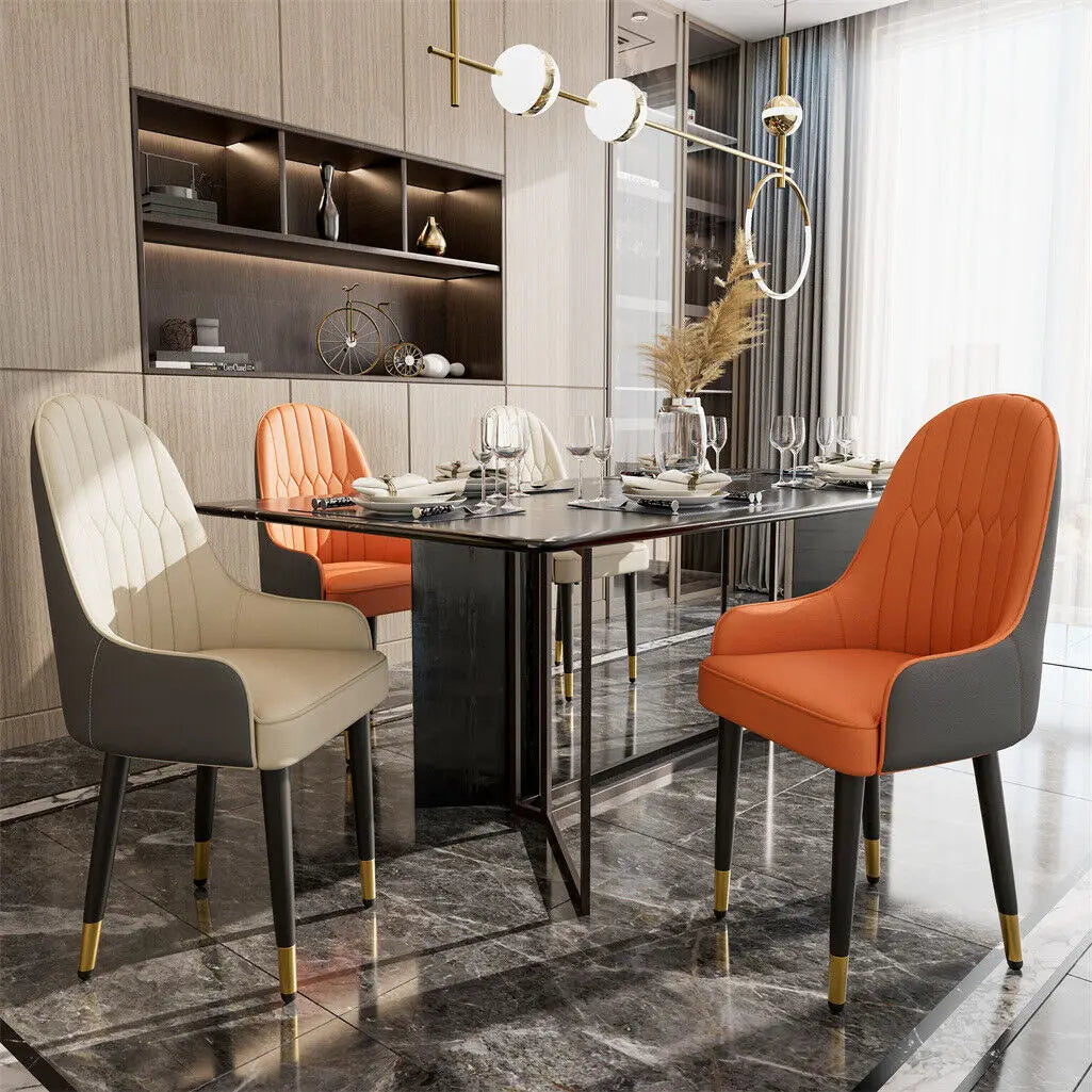 Leather Dining Chairs, Arms Modern Kitchen Dining Room Chairs, Metal legs,kitchen, apts