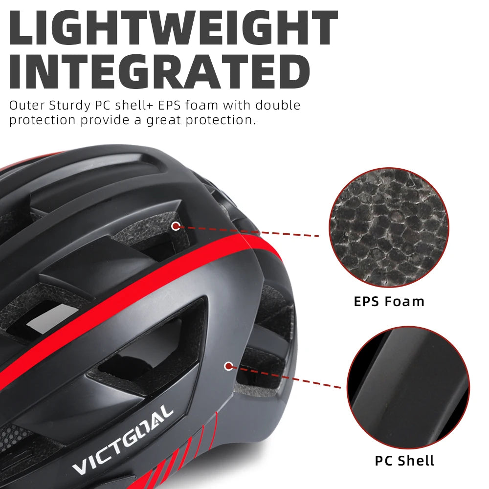 Safety Helmet,Men Women Visor Goggles LED Rear Light,Mountain,Bicycle  Racing Cycling Helmets