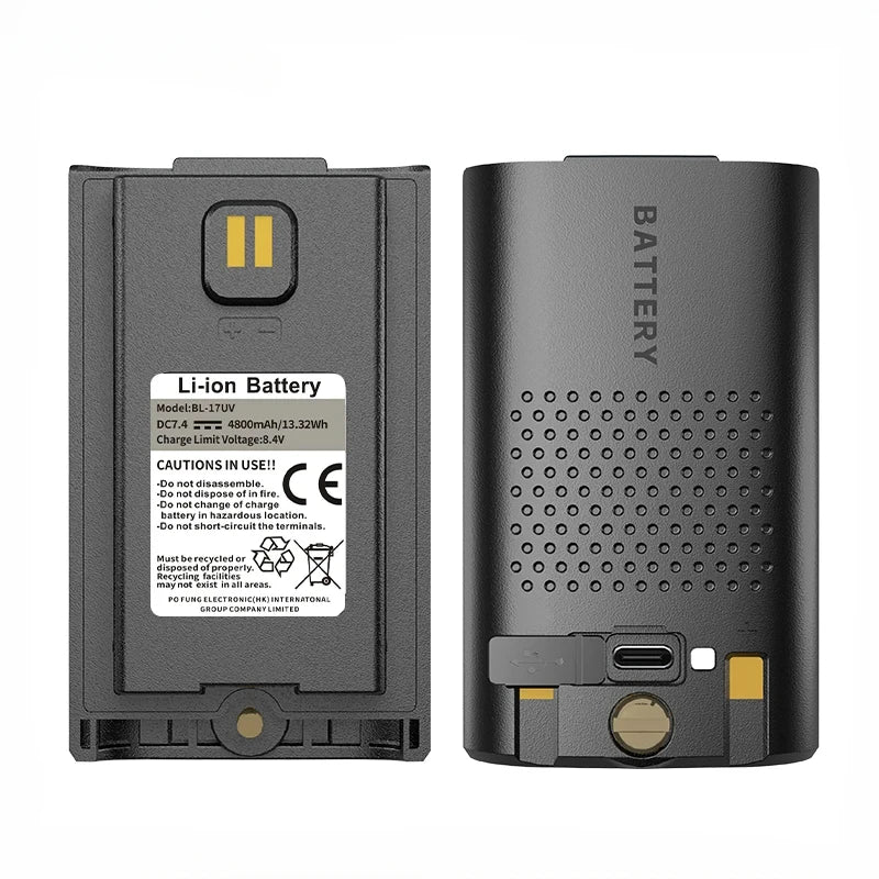 Walkie Battery UV-17 Pro Li-ion 800mAh BL-17UV, Type C For Boafeng UV-17L UV-17PRO V1 V2 UV-17