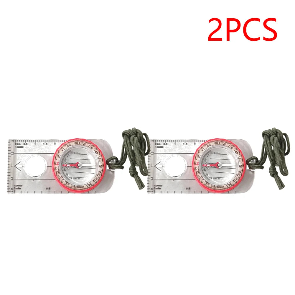 2-5PCS Luminous  Compass Shockproof Waterproof Travel Tools High Accuracy, Magnifier for Survival