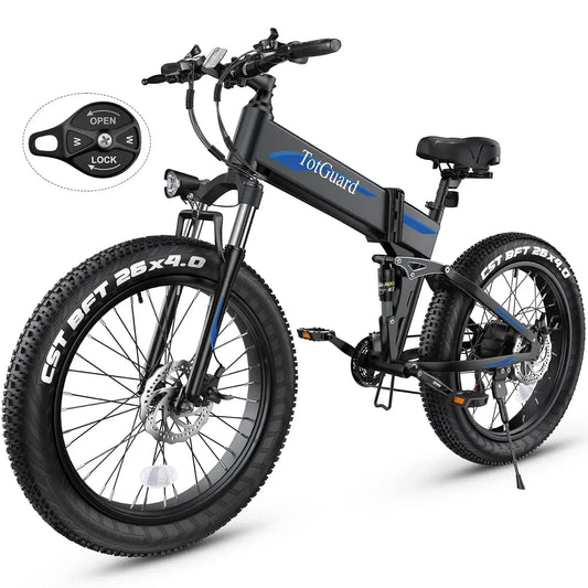 26" x4.0 Fat Tire E-Bike, Folding, Mountain Commuter, Peak 1000W Motor 21.6 MPH, Adults