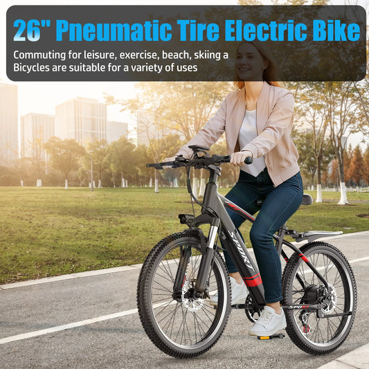 Electric Bike,Adults - 26”Fat Tire, Peak 1000W Motor, 7 Speed ,48V10AH Detachable Battery