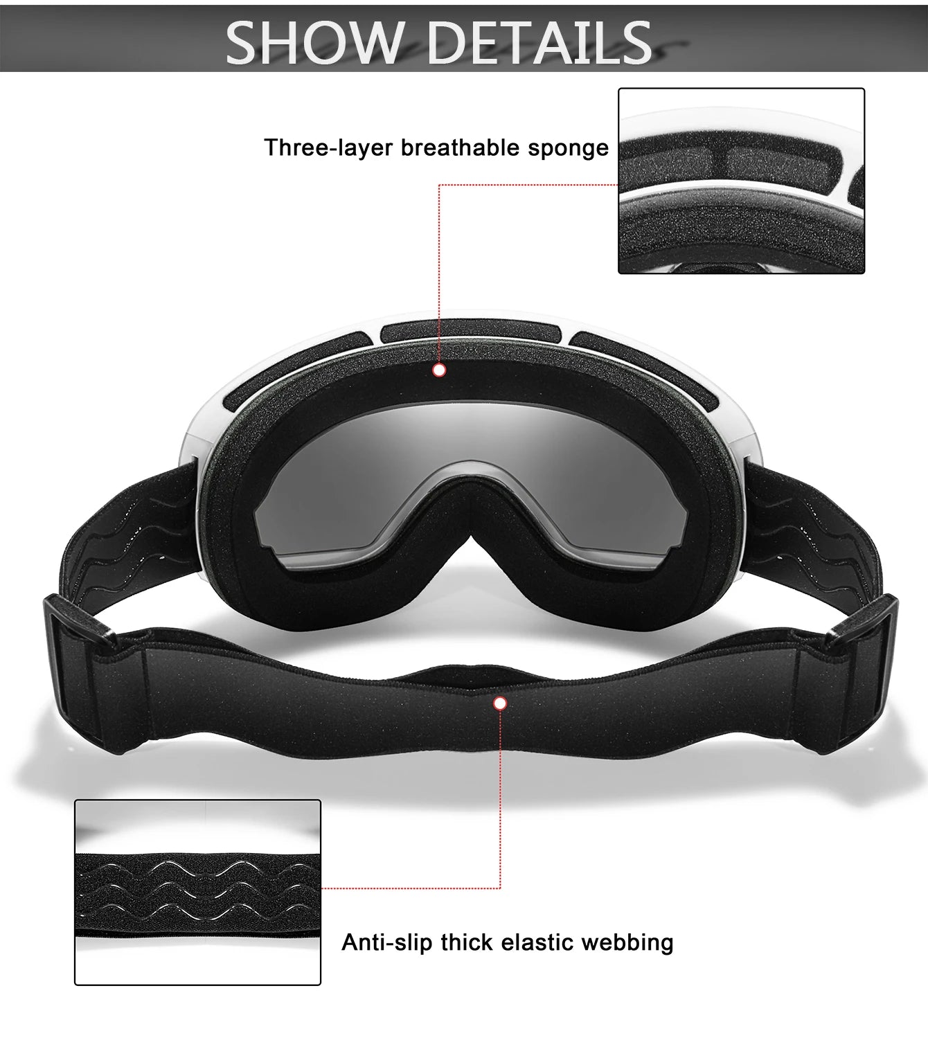 Winter Outdoor SKI Goggles Men/Women Teen, Free Optical Frame/Bag, UV400 Anti-Fog Snowboard Eyewear