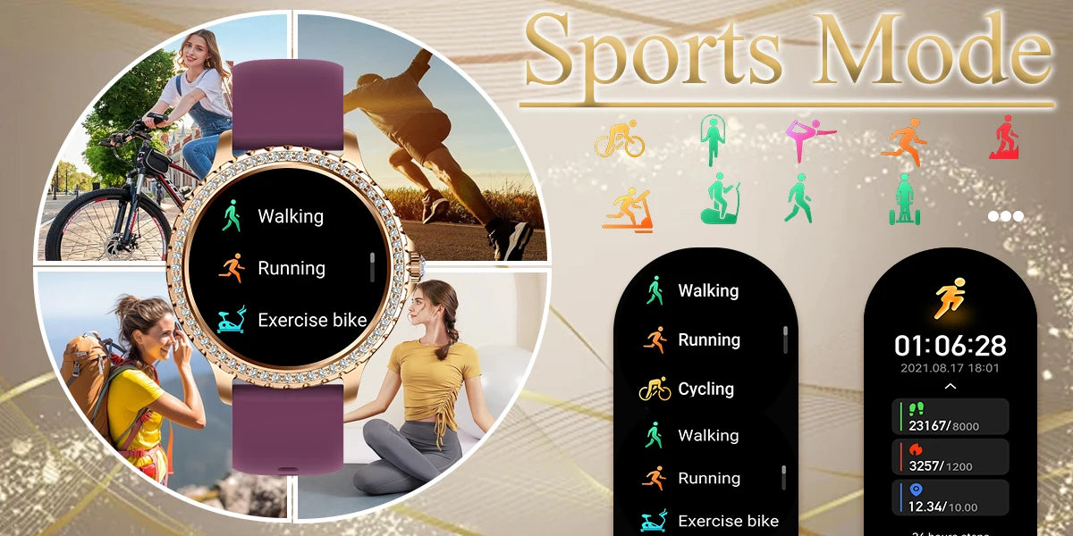 Smart Watch, women 1.32" Touchscreen Fitness Tracker, Wireless Calls, Music Time Display, Step Count