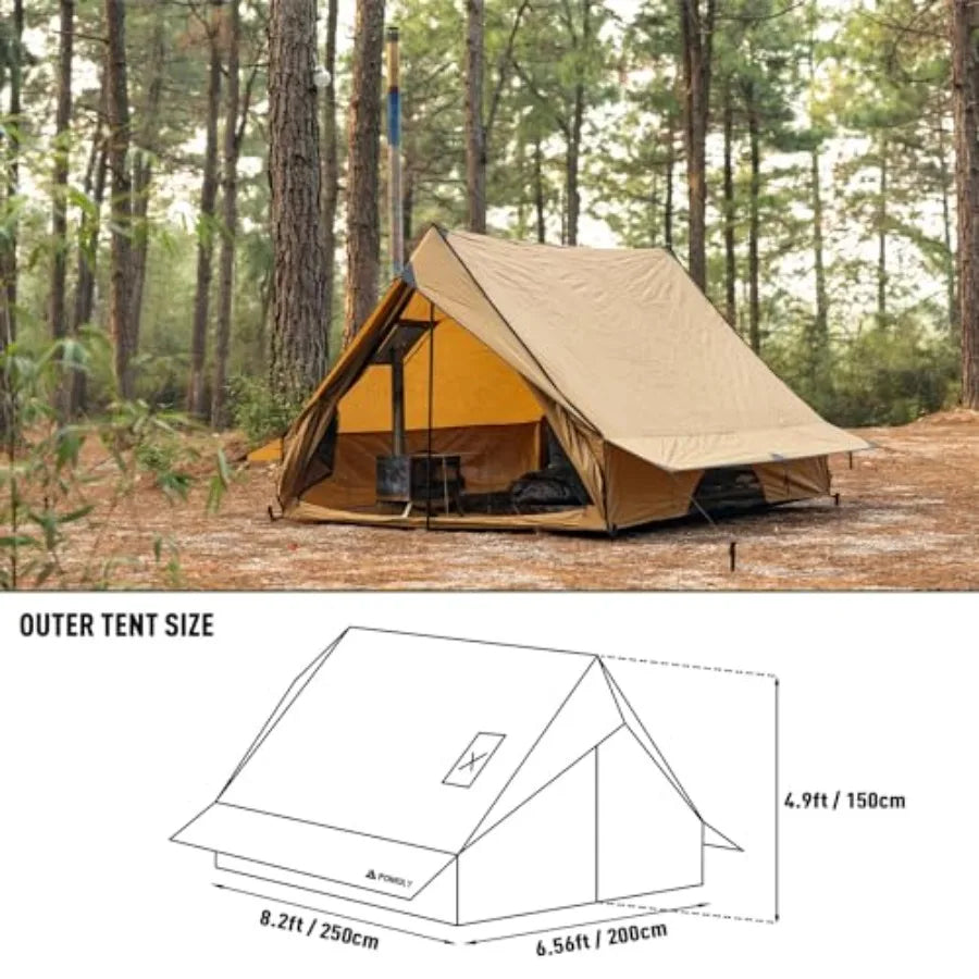 Camping Hot Tent Cabin Tent Chalet 70 Pro Portable, Stove Jack and Two Poles for 2-3 Person Hiking