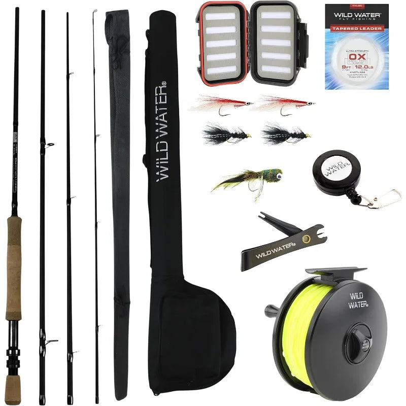 Wild Water Fly Fishing 9 Foot, 4-Piece, 9/10 Weight Fly Rod Complete Fly Fishing Rod and Reel