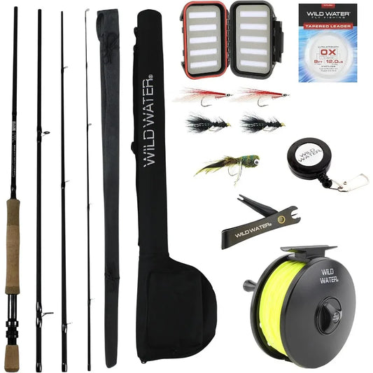 Wild Water Fly Fishing 9 Foot, 4-Piece, 9/10 Weight Fly Rod Complete Fly Fishing Rod and Reel