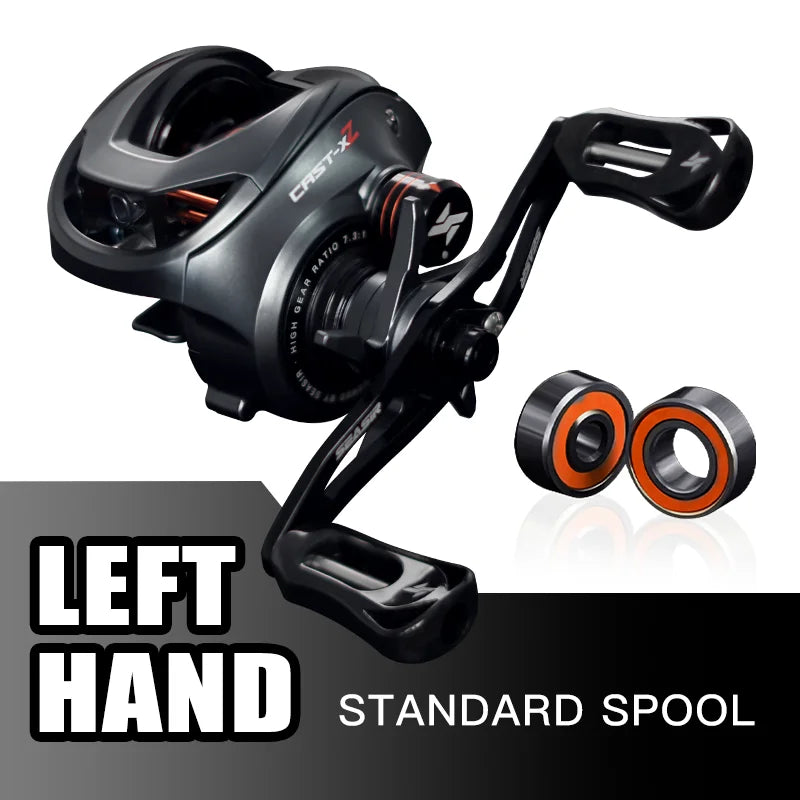 Cast X2 Baitcasting Reel 7.3:1 Hybrid Ceramic Bearing Carbon Fiber Washer Dual Bearing N52 Brake