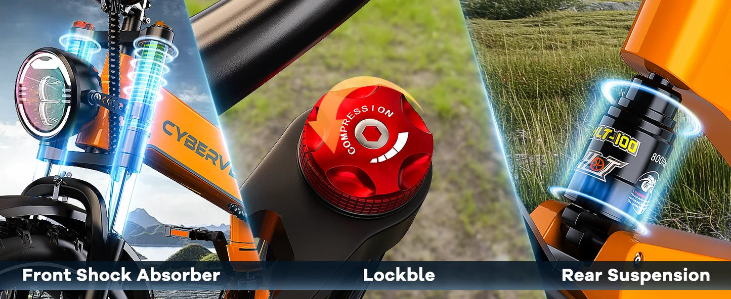 EK6 Peak 2000W Folding E-Bike, Adults, 35MPH 100Miles, 48V 25Ah Removable Battery,20"x4.0 Fat Tire