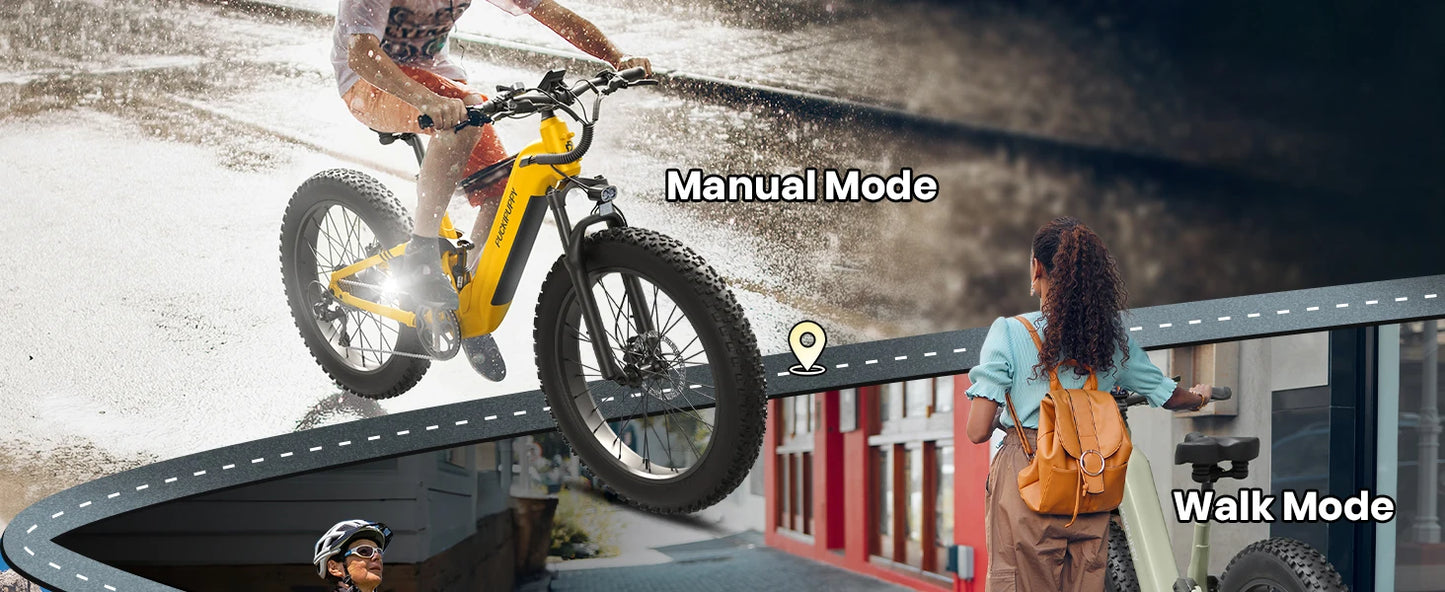 Boxer-ST E-Bike 960W 48V 20AH  26" x 4" Fat Tire Full Suspension Ebike with 2-Year Warranty