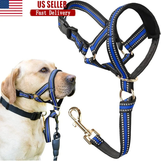 No Pull Dog Head Halter Gentle Face Harness Reflective  Leash Stop Pulling Medium Aggressive Dogs