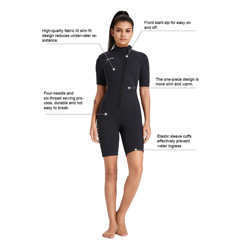 Oulylan 3MM Neoprene Wetsuit Keep Warm Swimsuit Scuba Suit Short Sleeve,men-women Surfing Snorkelin