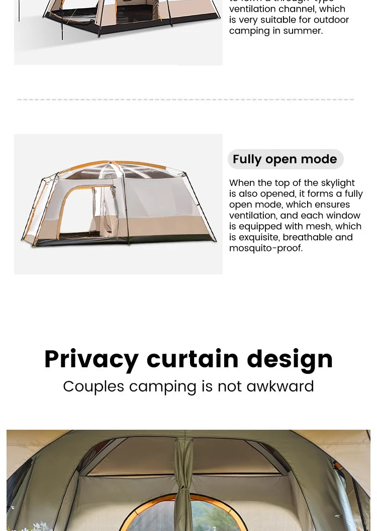 Large Family Tent 8-12 Person 2 Room Windproof, Sun Protection bug Net, Instant ,4 Season