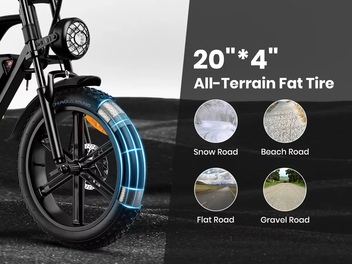 Ebike 2025 G60 Adult 1000W Powerful Motor, 48V 20AH Removable Battery, 20" All-Terrain Tires-