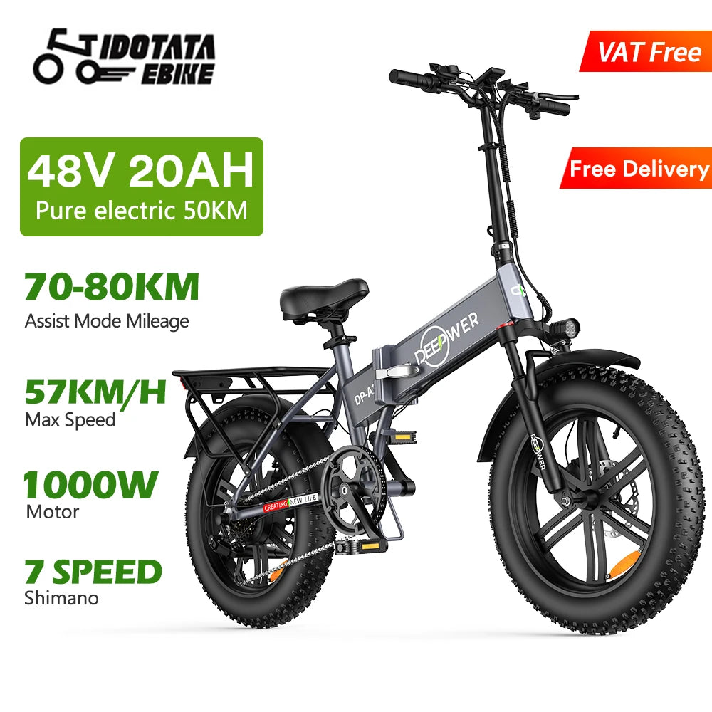 Electric Bike for Adults, Peak 1000W Foldable,35mph, Rng/35-50 Miles 48V 20AH Mountain Folding 20‘’