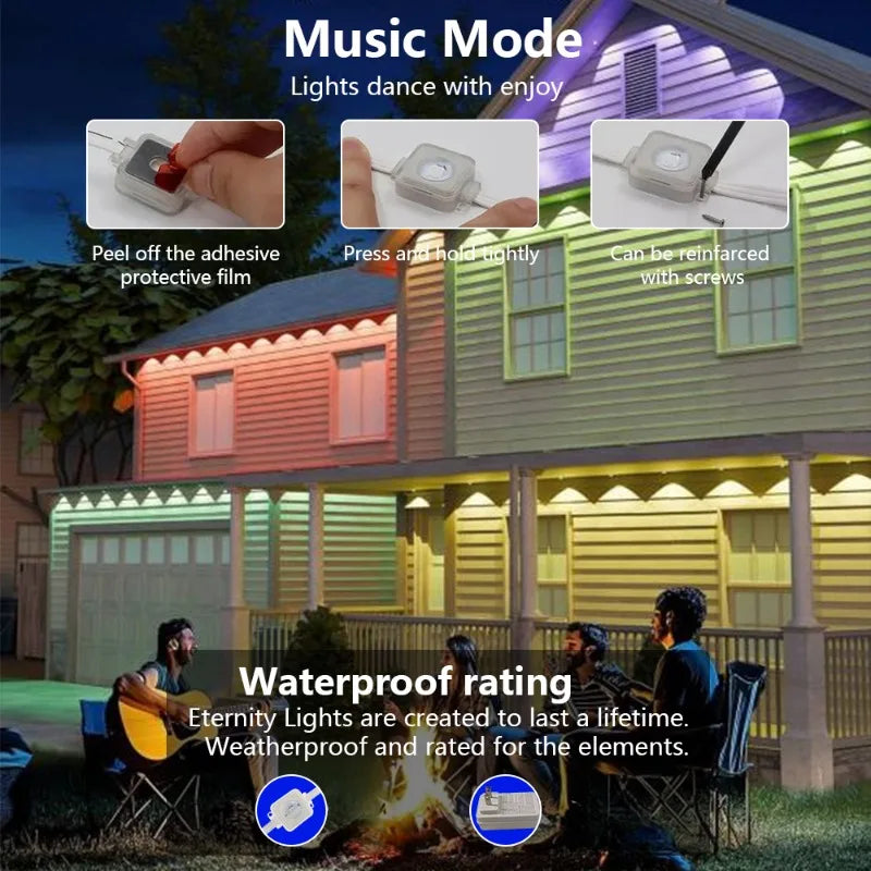 Smart Bluetooth Permanent Outdoor Music Sync Light IP67 Waterproof Voice Control Holiday Party