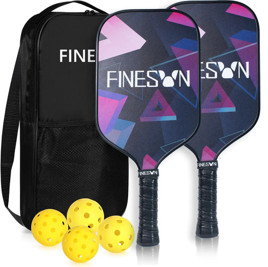 Picklebal set,Paddles 16mm Large Sweet Spot PP Honeycomb Core 4 Balls Rubber Edge Outdoor Indoor