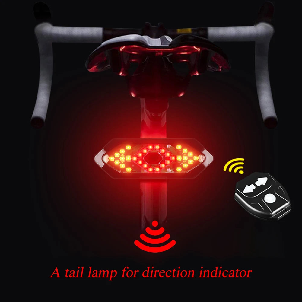 Bicycle Rear Tail Light Turn Signal Warning Lamp,Waterproof Usb Rechargeable Wireless remote
