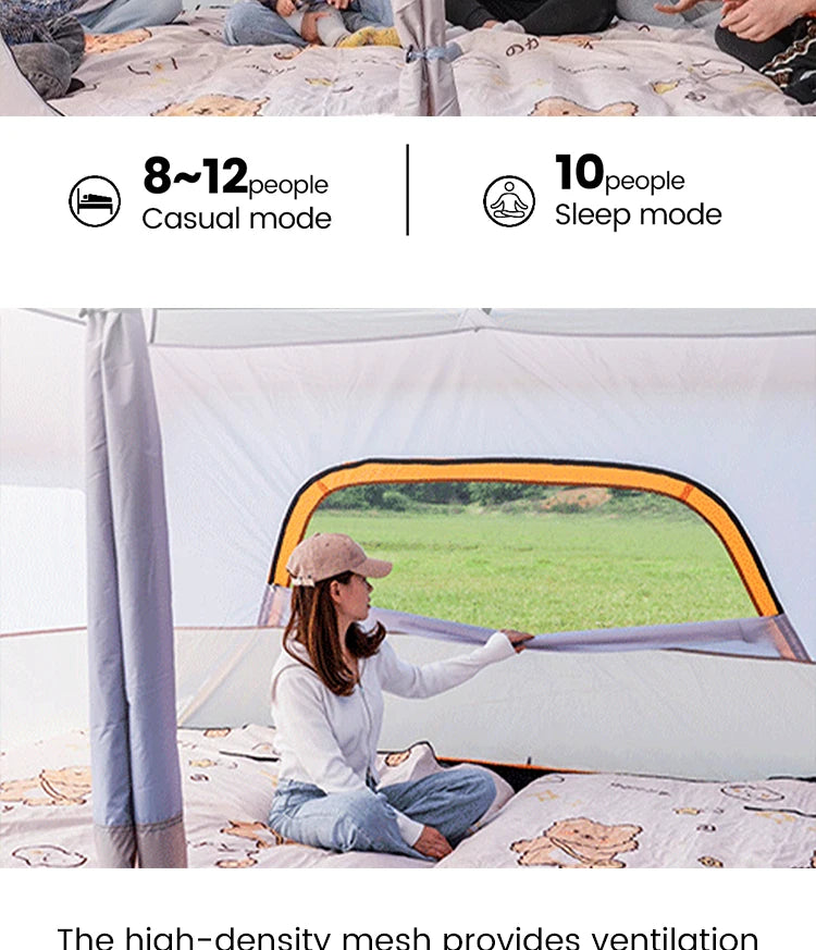 Large Family Tent 8-12 Person 2 Room Windproof, Sun Protection bug Net, Instant ,4 Season