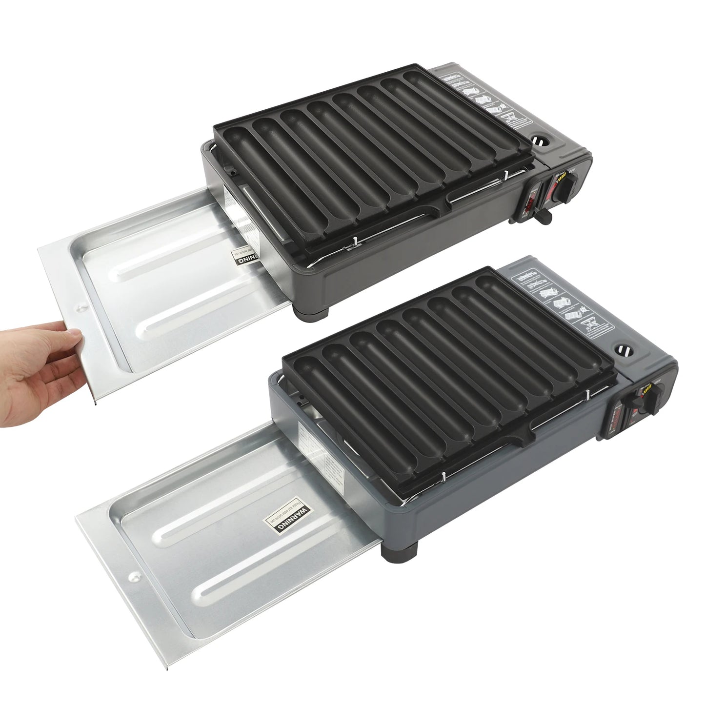 Gas Grill Stove,Sausage Grill Plate,Plastic Box Portable Camping Butane Stove Adjustable Flame