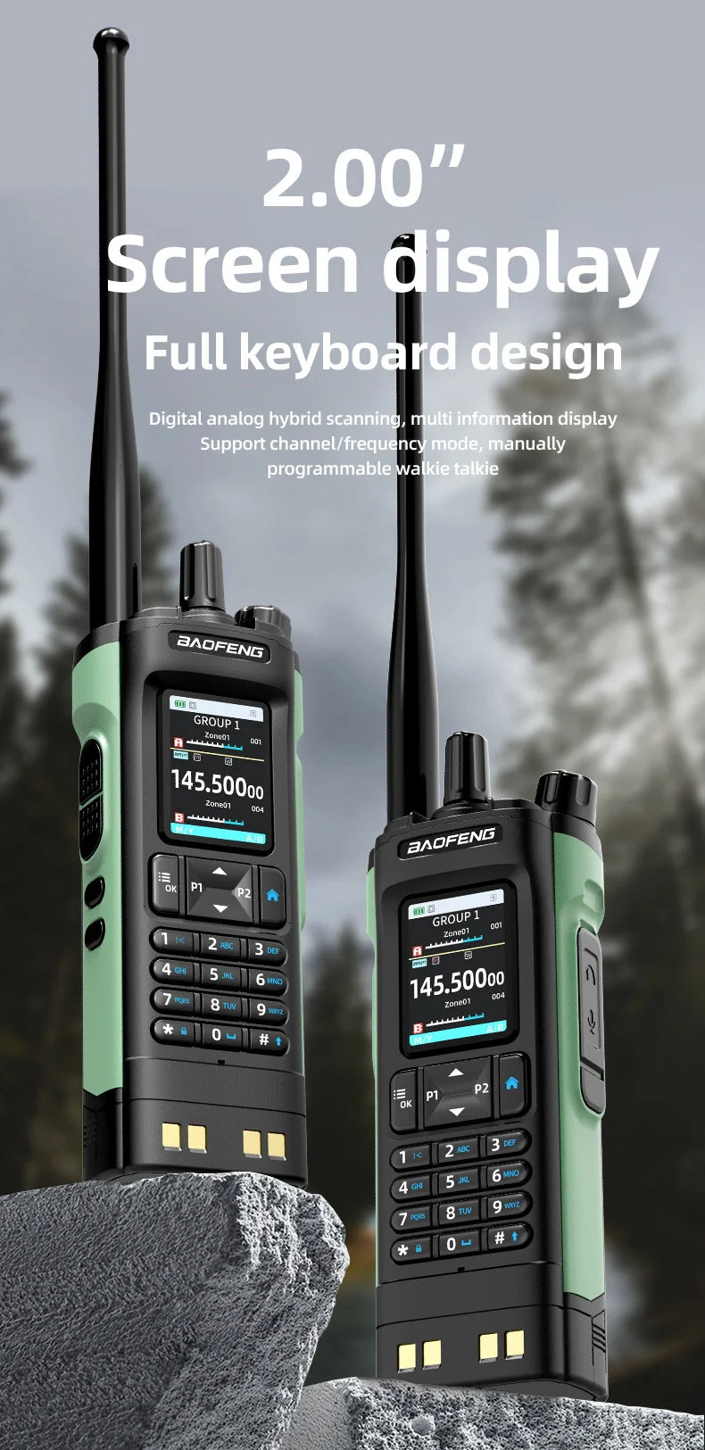 New UV-32 Walkie GPS 10W Bluetooth APP Prog,Multi Band Wireless Copy Freq.Type-C UV32 Ham 2 Way