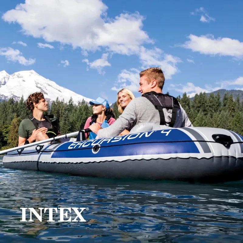 Excursion Inflatable Boat Series: Includes Deluxe 54in Oars, High-Output Pump  Adjust Seats/Backrest