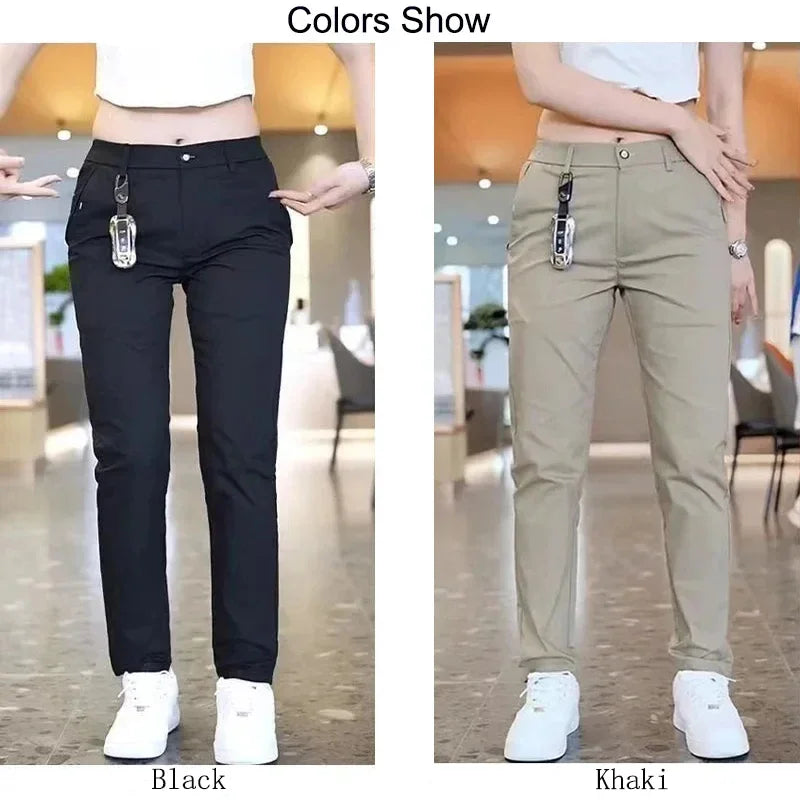 Ice Silk Men's Golf Men's Midweight Casual Pants Khaki Black Slim Straight Leg Stretch Casual