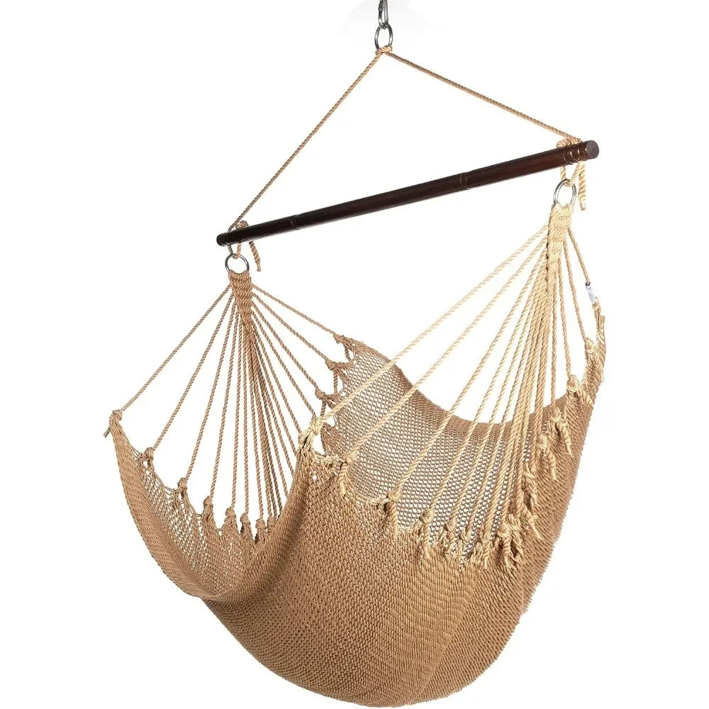 Jumbo Caribbean Hammock Chair with Footrest - 55 inch - Soft-Spun Polyester
