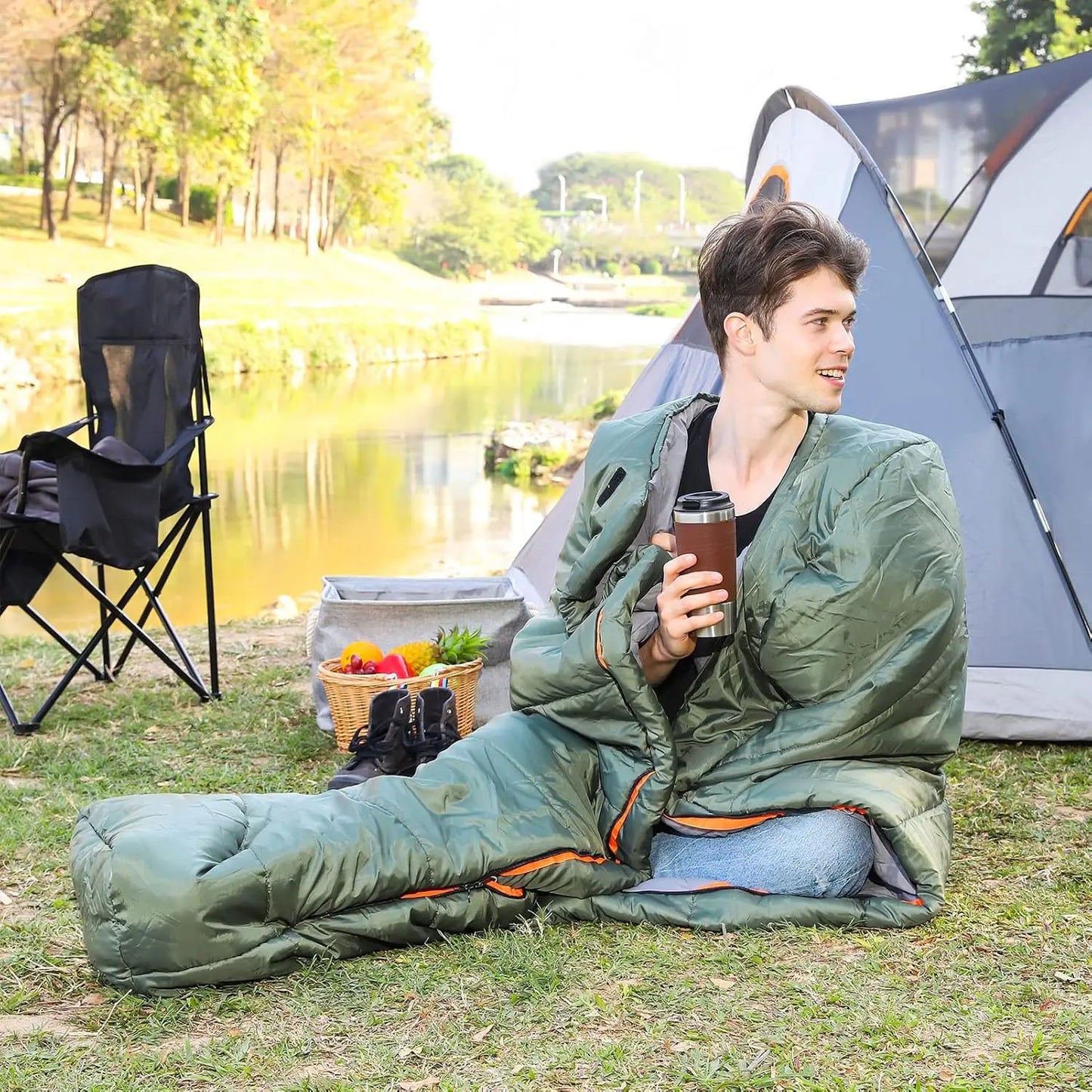 20°F Cold Weather Mummy Sleeping Bag, 82x33 Inches, Waterproof & Lightweight for Camping Hiking