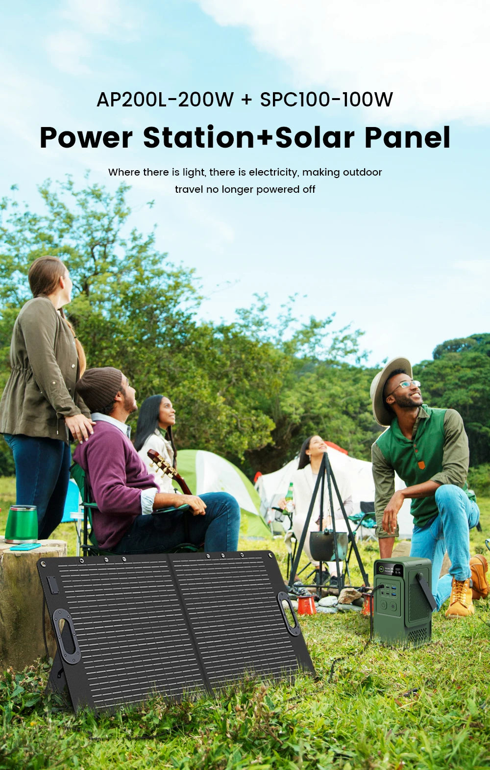 AP200L Power Bank 192Wh 60000mAh Capacity ,100w Solar Panel Generator for Camping Equipment