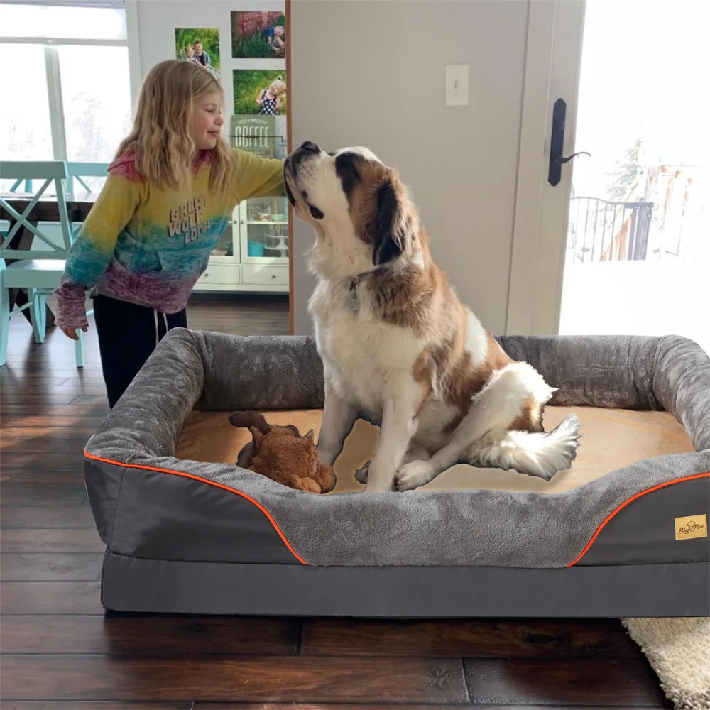 Jumbo Large Orthopedic Dog Bed Memory Foam,Waterproof Elevated Cushion Warm Puppy,Removable Cover