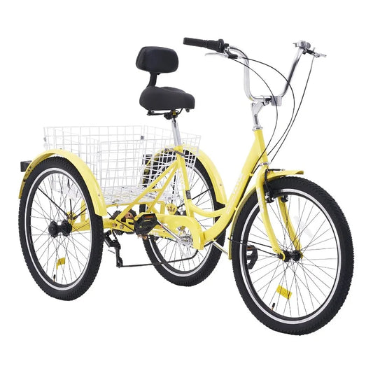 Adult Tricycles Bike 7 Speed Adult  26 Inch ThreeWheeled Carbon Steel , Basket and Adjustable Seat