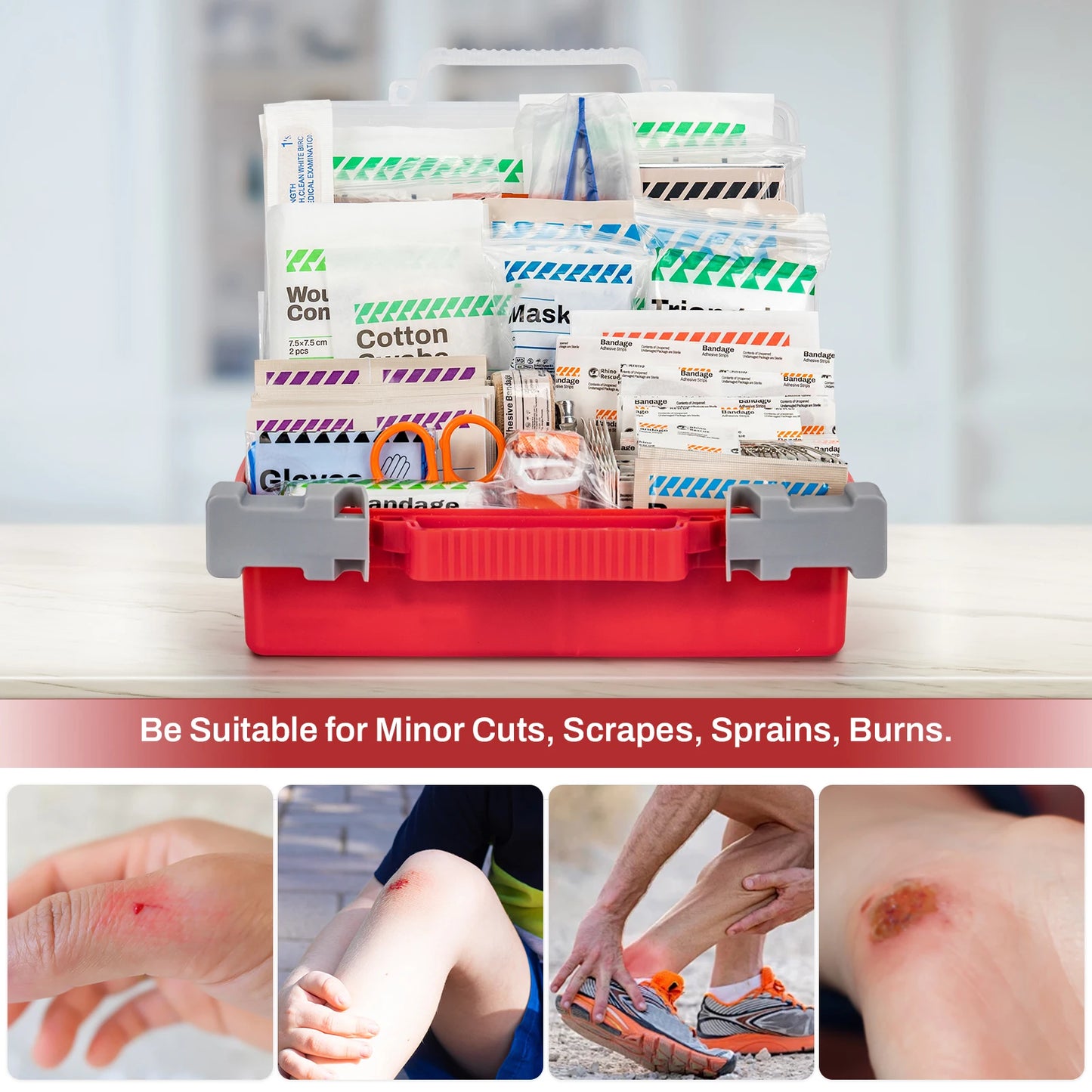Rhino full-featured first aid kit, home/office emergency medical supplies, car, outdoor, travel