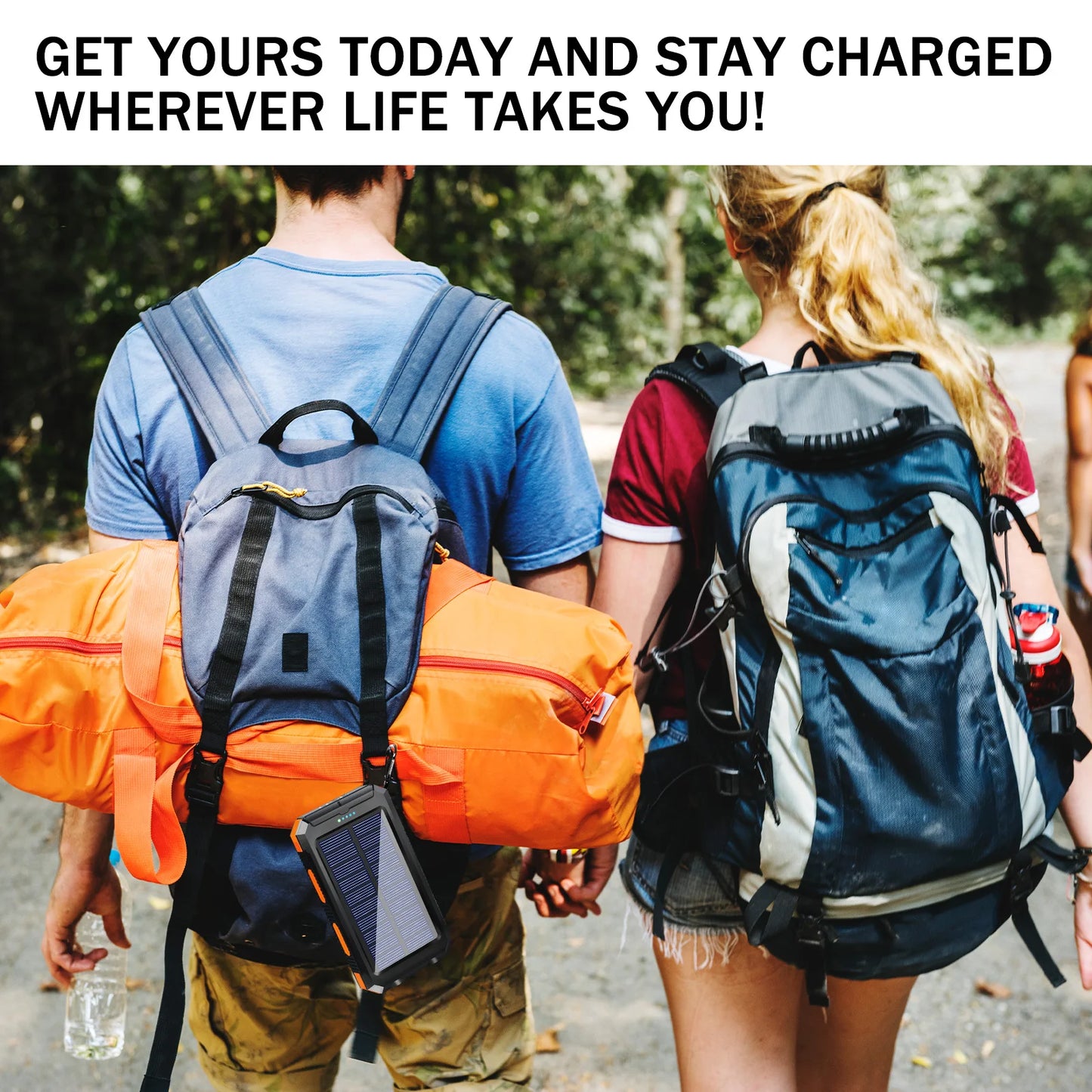 20000mAh Solar Power Bank Portable Charger Waterproof Dual 5V USB Ports 2 LED Light Flashlight Cell