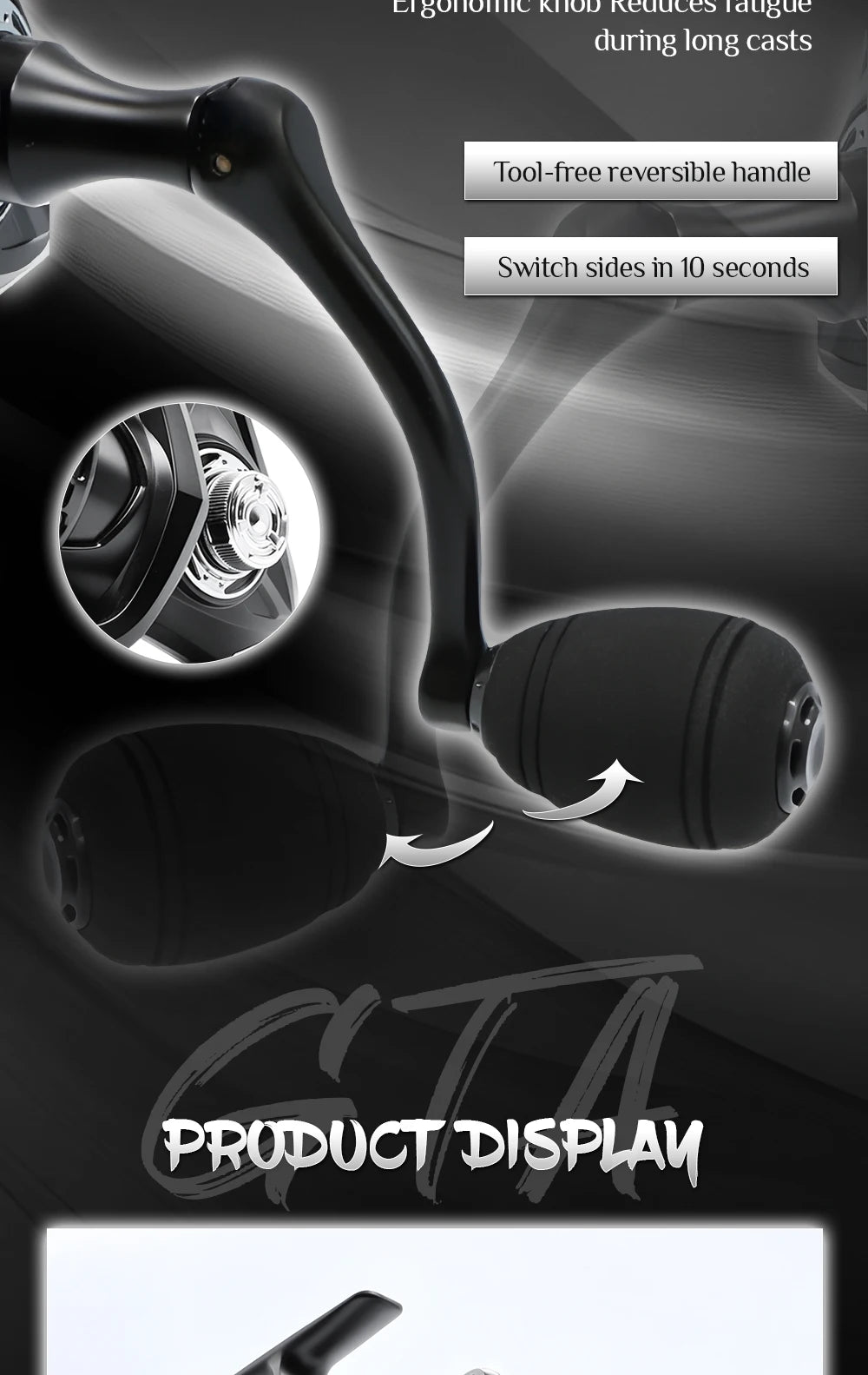 GTA2 Spinning Reel - 5+1 Bearings, 5.2:1 Gear Ratio, 15LB Drag Force, Metal Body, Anti-Reverse