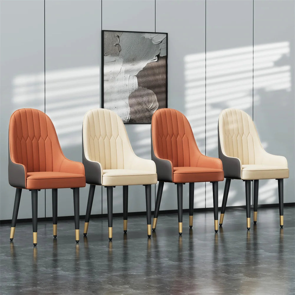 Leather Dining Chairs, Arms Modern Kitchen Dining Room Chairs, Metal legs,kitchen, apts